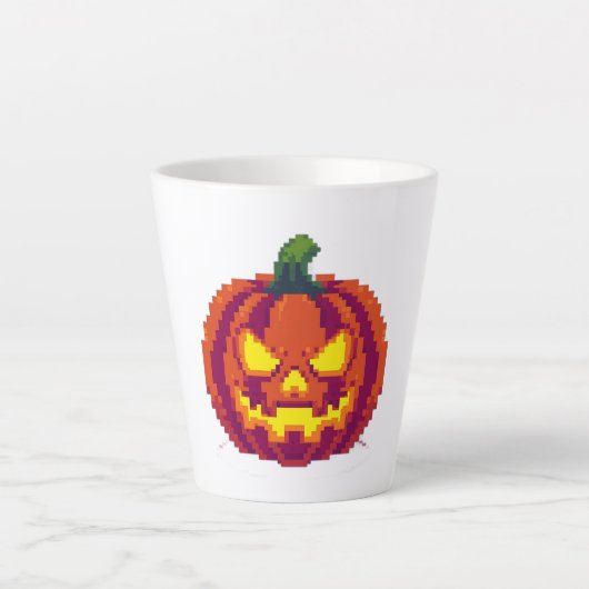 Pixel Halloween Pumpkin Latte Mok (Voorkant)