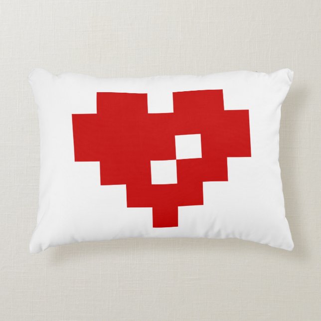 Pixel Hart 8 Bit Liefde Decoratief Kussen (Voorkant)