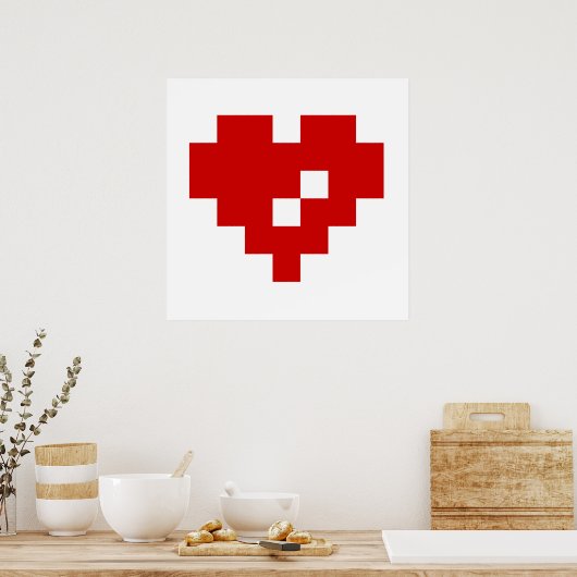 Pixel Hart 8 Bit Liefde Poster (Keuken)
