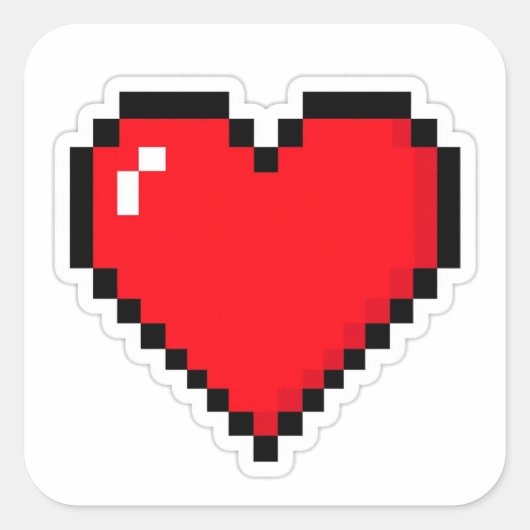 Pixel Hart 8 Bit Retro Gamer Sticker (Voorkant)