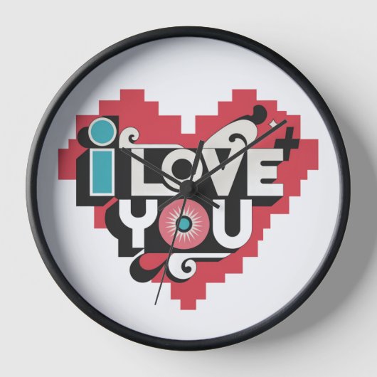 Pixel Hart Ik Hou Van Jou Retro Typografie (Voorkant)