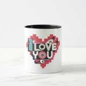 Pixel Hart Ik Hou Van Jou Retro Typografie Mok (Midden)