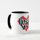 Pixel Hart Ik Hou Van Jou Retro Typografie Mok (Voorkant links)