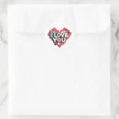 Pixel Hart Ik Hou Van Jou Retro Typografie Ronde Sticker (Tas)