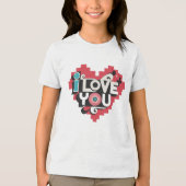 Pixel Hart Ik Hou Van Jou Retro Typografie Tri-Blend Shirt (Voorkant)