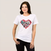 Pixel Hart Ik Hou Van Jou Retro Typografie Tri-Blend Shirt (Voorkant volledig)