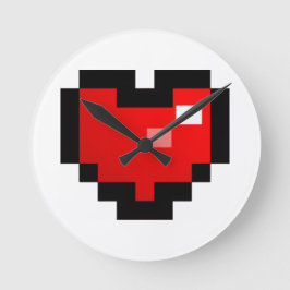 PIXEL HART RONDE KLOK