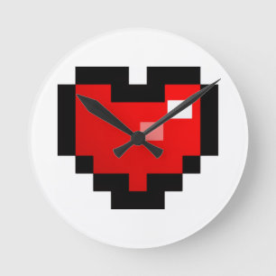 PIXEL HART RONDE KLOK