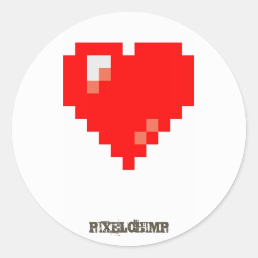 Pixel_Hart Ronde Sticker (Voorkant)