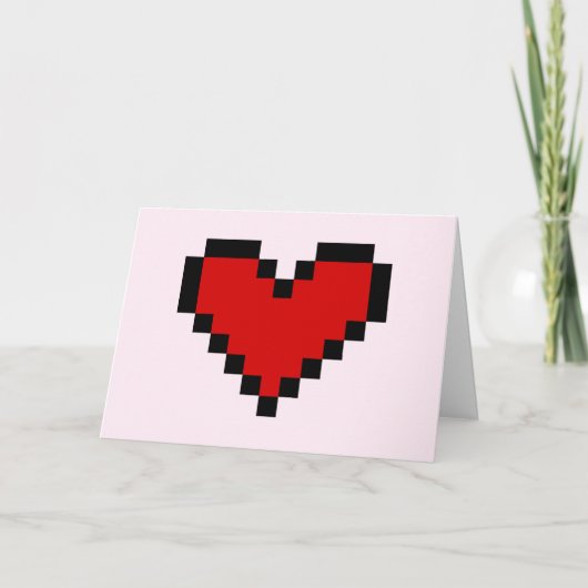 Pixel hart valentijnskaart feestdagen kaart (Voorkant)