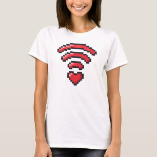 Pixel Hart WiFi Liefdessignaal T-shirt