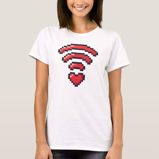 Pixel Hart WiFi Liefdessignaal T-shirt (Voorkant)