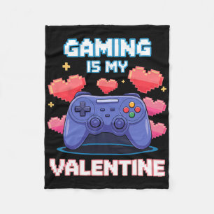 Pixel-harten op videogame-controller voor Valentij Fleece Deken