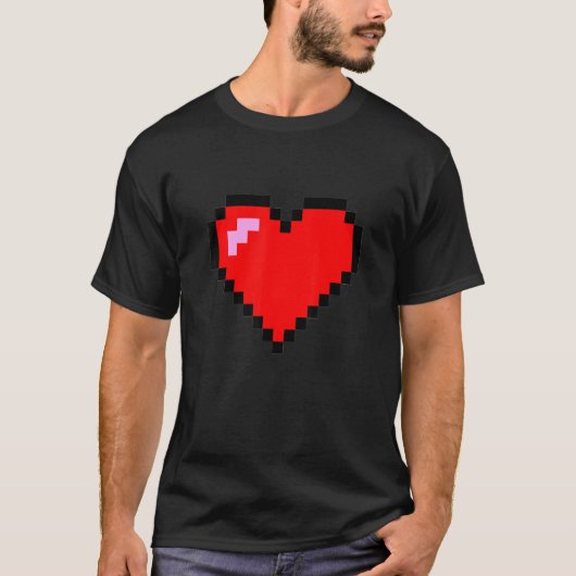 Pixel Heart 8 Bit Graphic Design T-shirt (Voorkant)