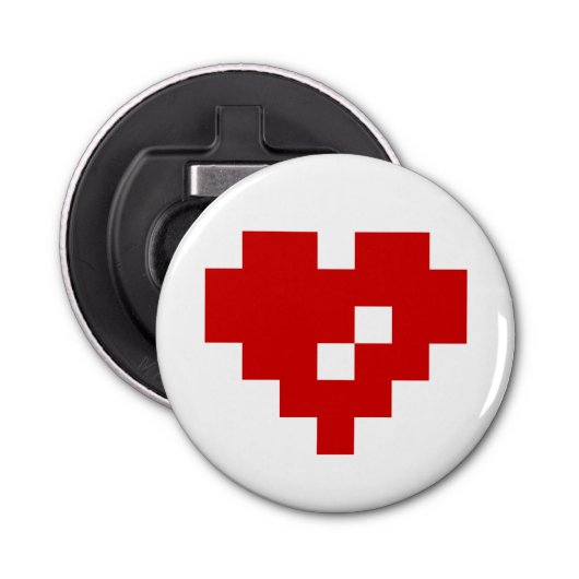 Pixel Heart 8 Bit Love Button Flesopener (Voorkant)