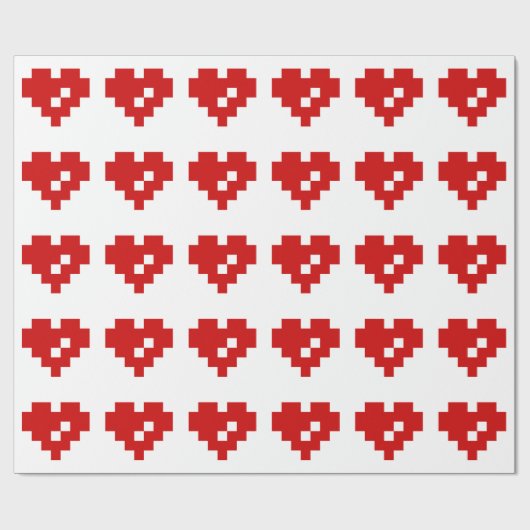 Pixel Heart 8 Bit Love Cadeaupapier (Vlak)