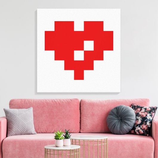 Pixel Heart 8 Bit Love Canvas Afdruk (Insitu (Woonkamer))