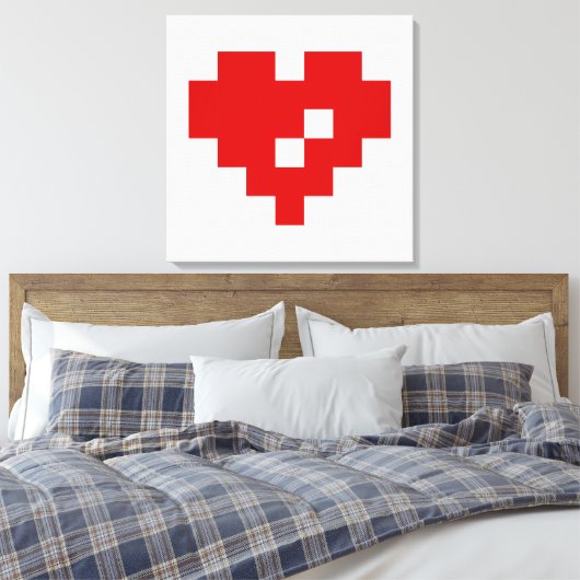 Pixel Heart 8 Bit Love Canvas Afdruk (Insitu (Slaapkamer))