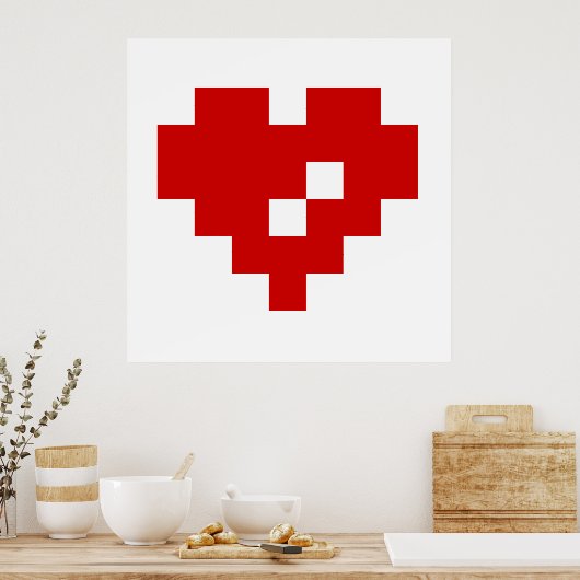 Pixel Heart 8 Bit Love Poster (Keuken)