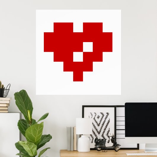Pixel Heart 8 Bit Love Poster (Thuiskantoor)