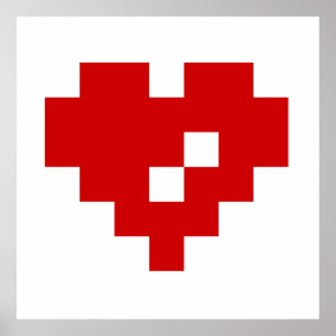 Pixel Heart 8 Bit Love Poster