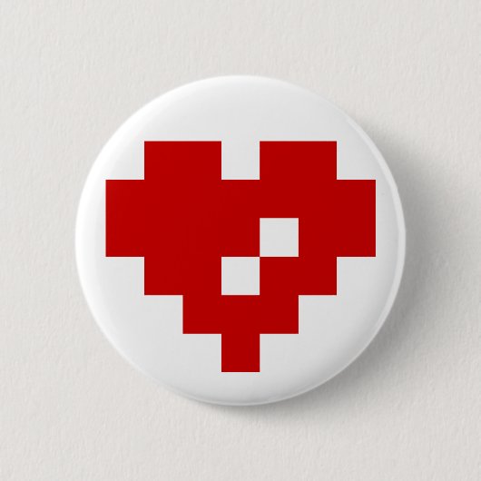 Pixel Heart 8 Bit Love Ronde Button 5,7 Cm (Voorkant)