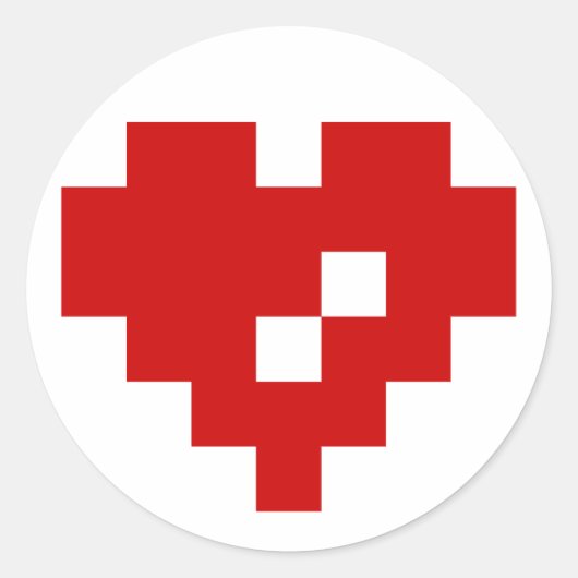 Pixel Heart 8 Bit Love Ronde Sticker (Voorkant)
