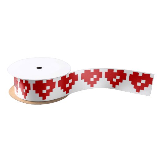 Pixel Heart 8 Bit Love Satijnen Lint (Spoel)