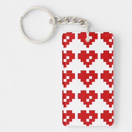 Pixel Heart 8 Bit Love Sleutelhanger (Voorkant)