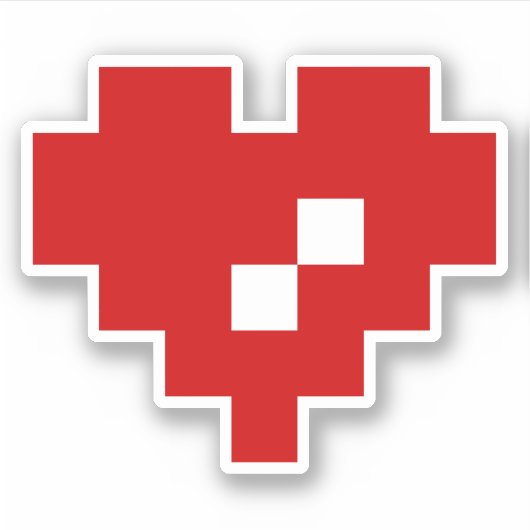 Pixel Heart 8 Bit Love Sticker (Voorkant)