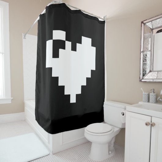 Pixel Heart 8-bits Douchegordijn (In situ)