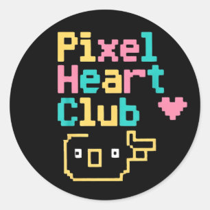 Pixel Heart Club: Retro Liefde Pixel Kunst voor Ga Ronde Sticker