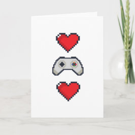 Pixel Heart & Controller - Valentijnsdag Kaart