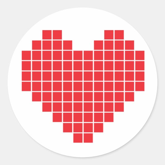 Pixel Heart Ronde Sticker (Voorkant)