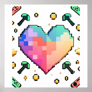 Pixel Heart T-shirt – Retro liefde, moderne vibes Poster