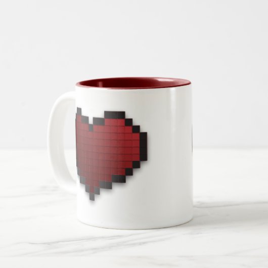 Pixel Heart Tweekleurige Koffiemok (Voorkant links)