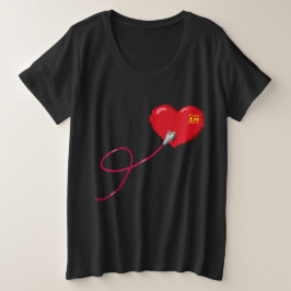 Pixel Hearts aangesloten Matching paar outfit link Grote Maat T-shirt