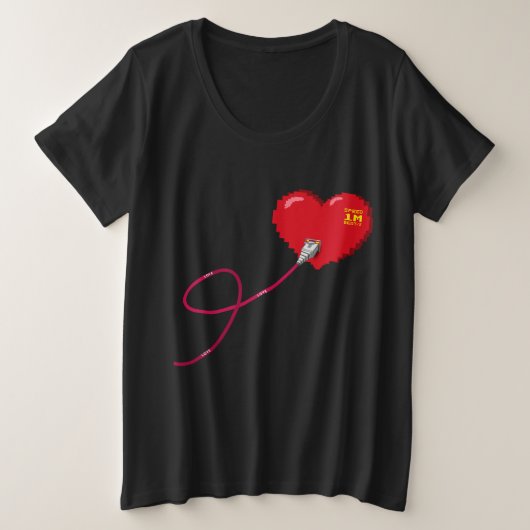 Pixel Hearts aangesloten Matching paar outfit link Grote Maat T-shirt (Design voorkant)