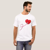 Pixel Hearts aangesloten Matching paar outfit link T-shirt (Voorkant volledig)