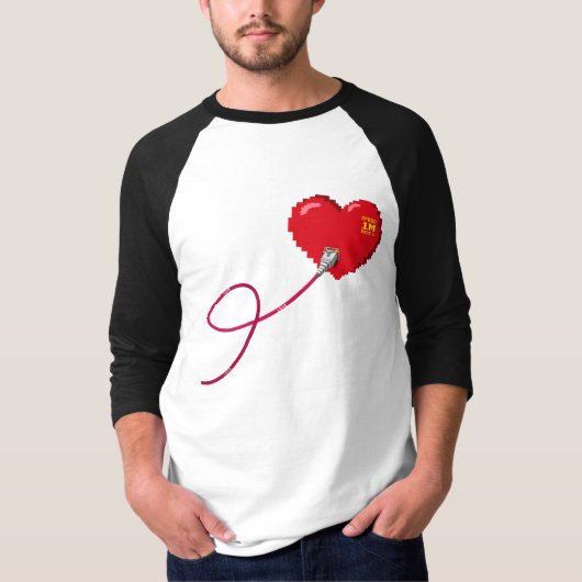 Pixel Hearts aangesloten Matching paar outfit link T-shirt (Voorkant)