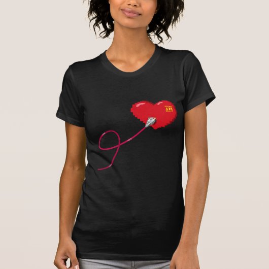 Pixel Hearts aangesloten Matching paar outfit link T-shirt (Voorkant)