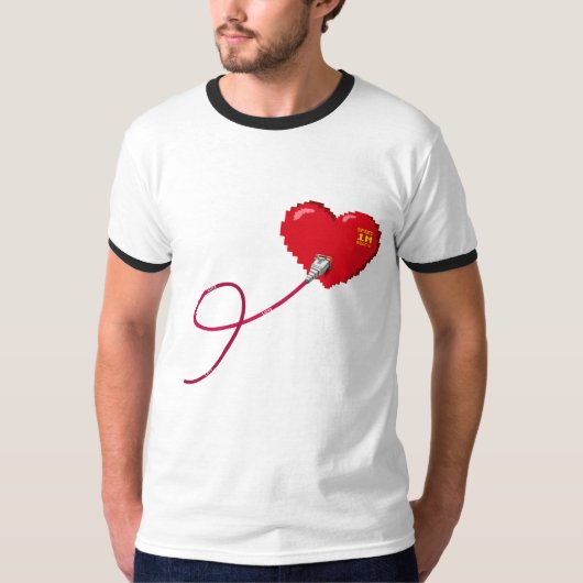 Pixel Hearts aangesloten Matching paar outfit link T-shirt (Voorkant)
