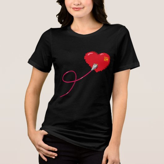 Pixel Hearts aangesloten Matching paar outfit link Tri-Blend Shirt (Voorkant)