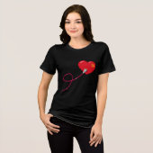 Pixel Hearts aangesloten Matching paar outfit link Tri-Blend Shirt (Voorkant volledig)