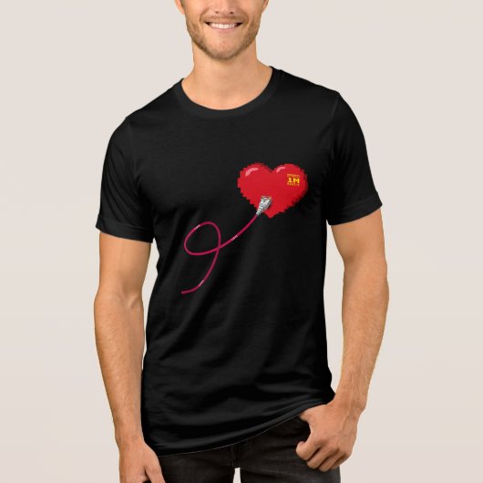 Pixel Hearts aangesloten Matching paar outfit link Tri-Blend Shirt (Voorkant)