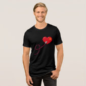 Pixel Hearts aangesloten Matching paar outfit link Tri-Blend Shirt (Voorkant volledig)
