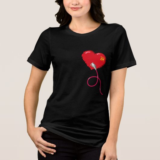 Pixel Hearts aangesloten Matching paar Rechts Tri-Blend Shirt (Voorkant)