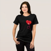 Pixel Hearts aangesloten Matching paar Rechts Tri-Blend Shirt (Voorkant volledig)