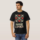 Pixel Herz Tic Tac Toe T-shirt (Voorkant volledig)