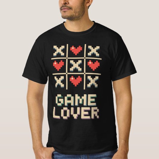 Pixel Herz Tic Tac Toe T-shirt (Voorkant)